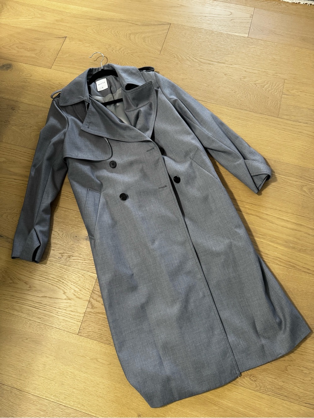 MOTF Grey Double-Breasted Trench Coat